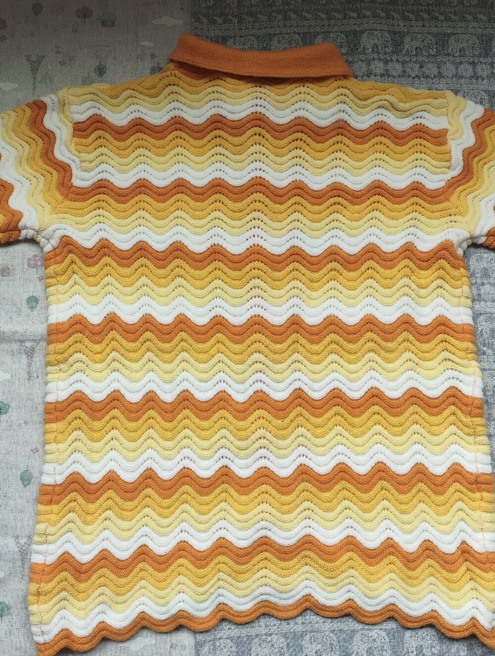 Casablanca Vintage Wave Pattern Knit Polo Cardigan - Picture 2 of 5